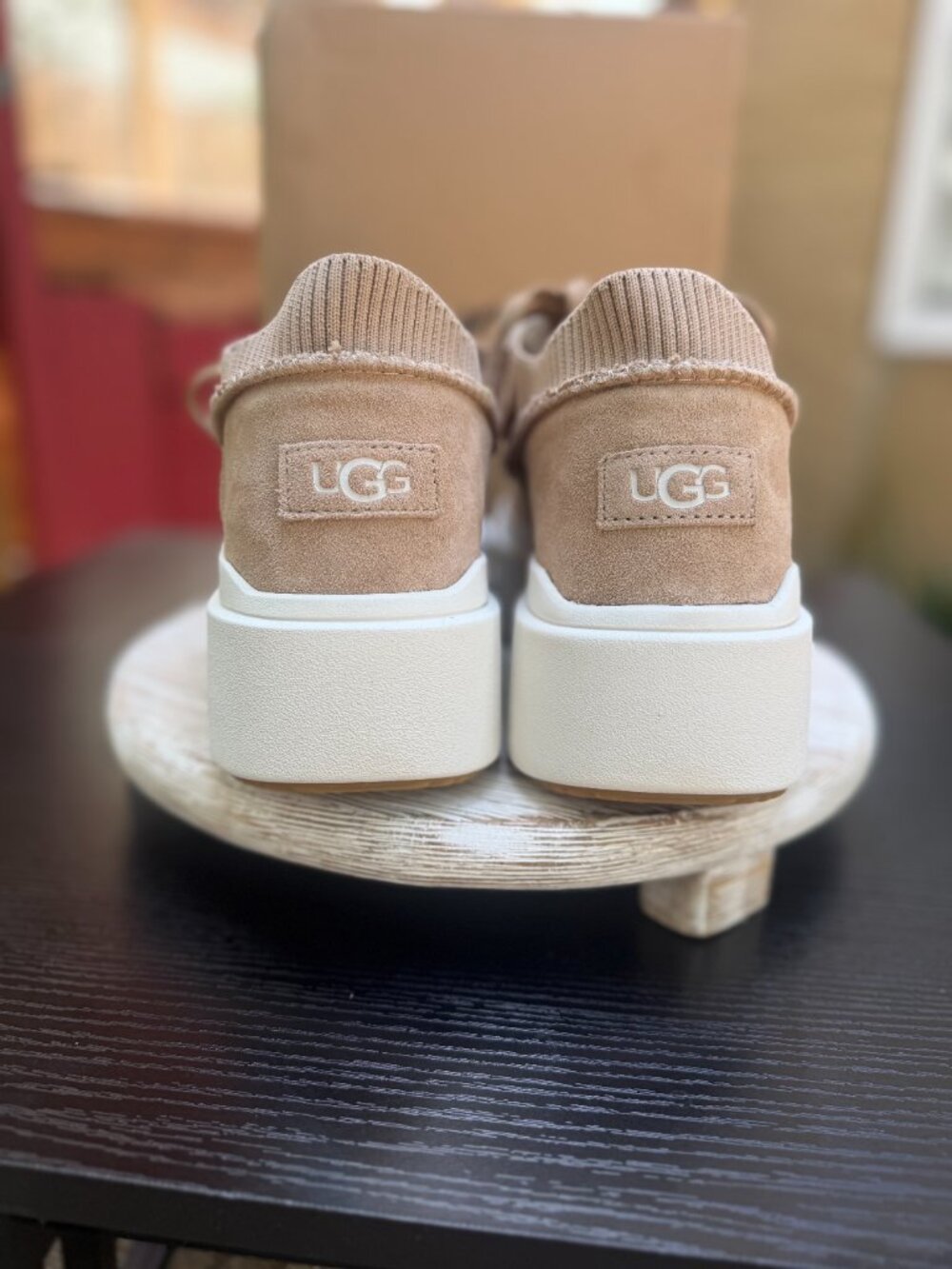 UGG EZ-DUZZIT LACE Platform Sneakers Women's 9 Sand Beige Suede Upper Casual New - Picture 9 of 12